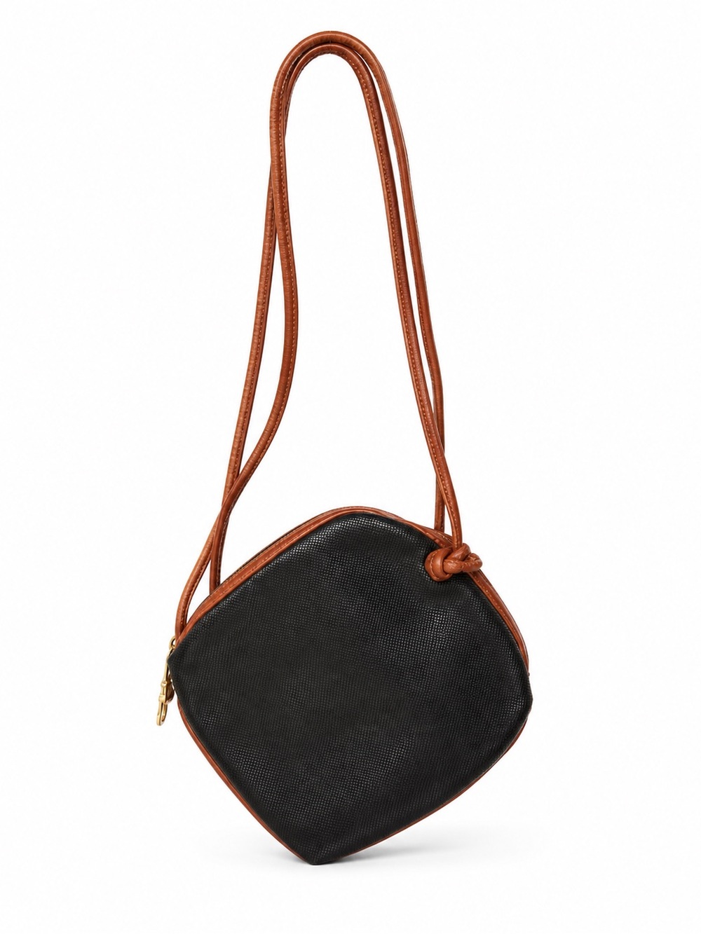 Bottega Veneta vintage Brown Leather Zip-Top Shoulder Bag with Gold Hardware